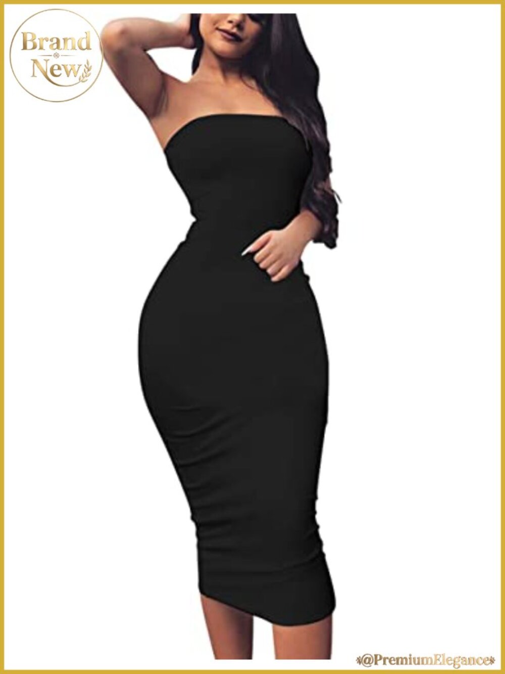 Women's Bodycon Tube Top Midi Dress Sexy Club Party Night Out Dress